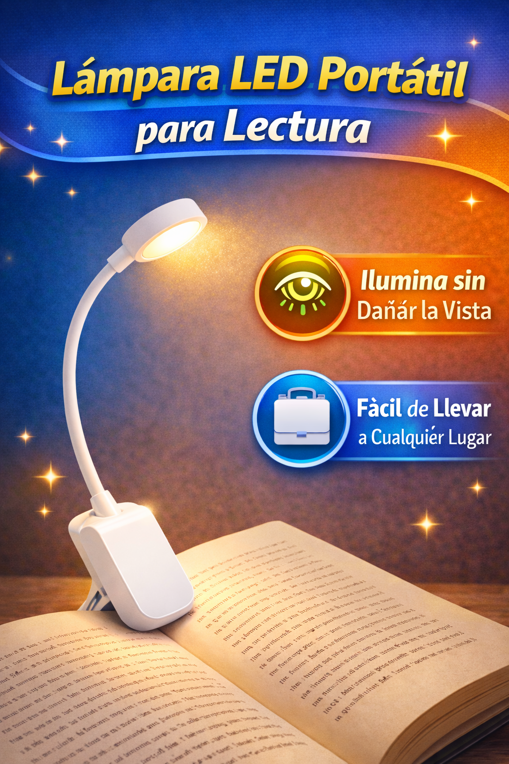 Mini Lámpara LED de Lectura con Clip