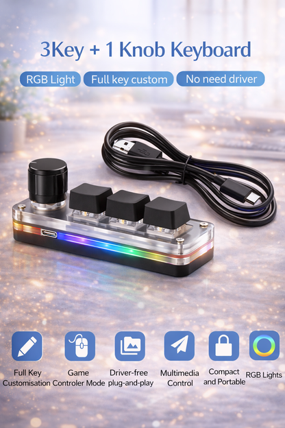 Mini teclado con 3 teclas programables USB-C